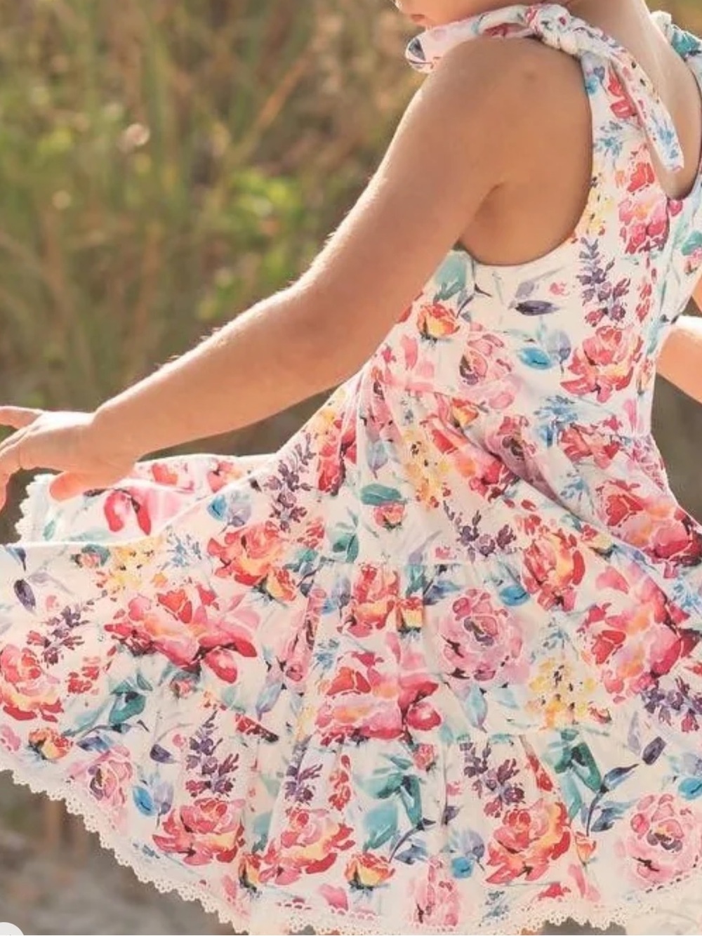 NWT Makena Lane Girls 12 Twirl Dress Florida Coast Floral Print